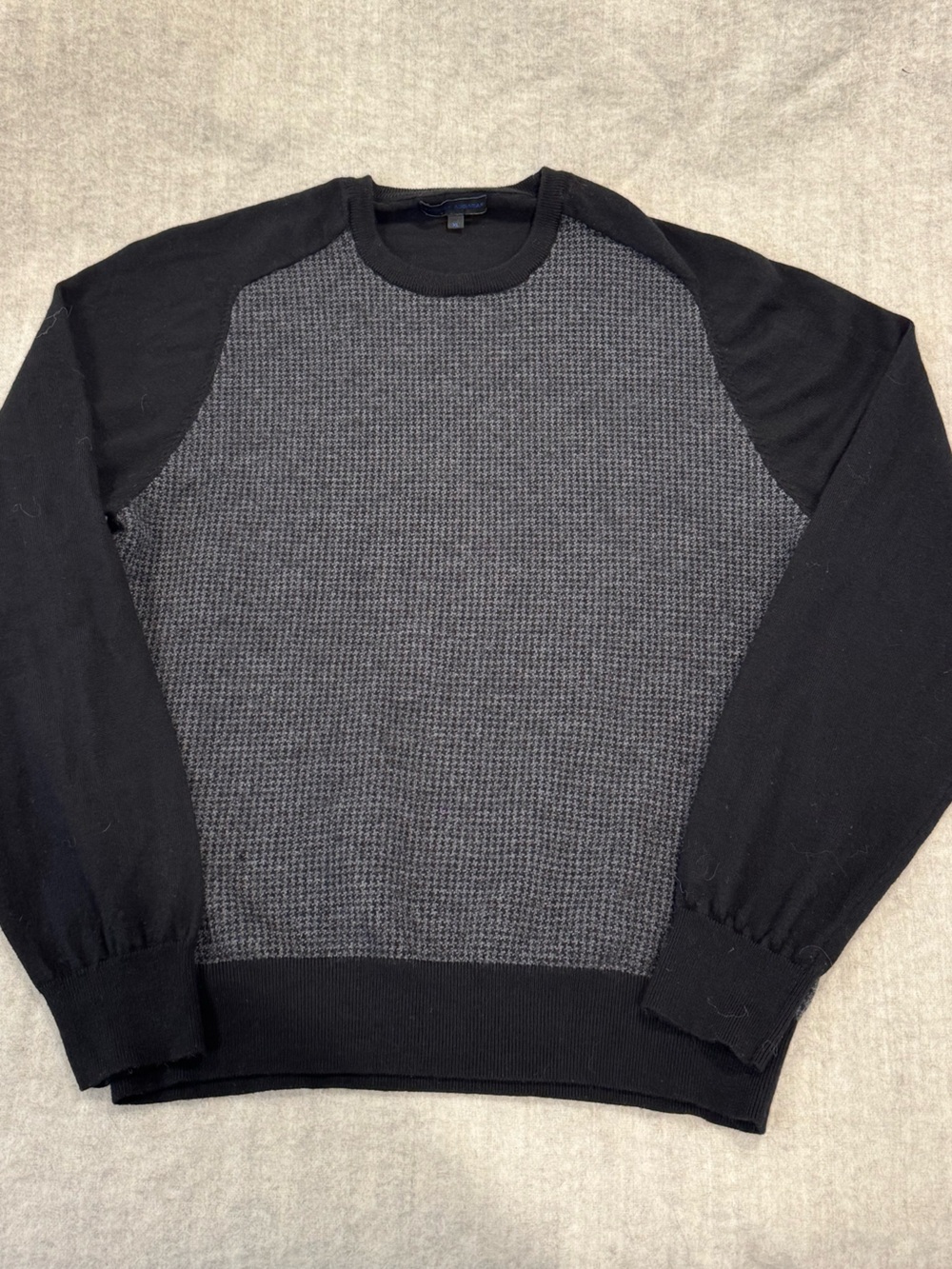 Patrick Assaraf 100% Merino Wool Crew Neck Sweater XL Houndstooth